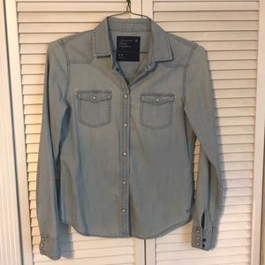 American Eagle 🦅 denim stretch fitted shirt S